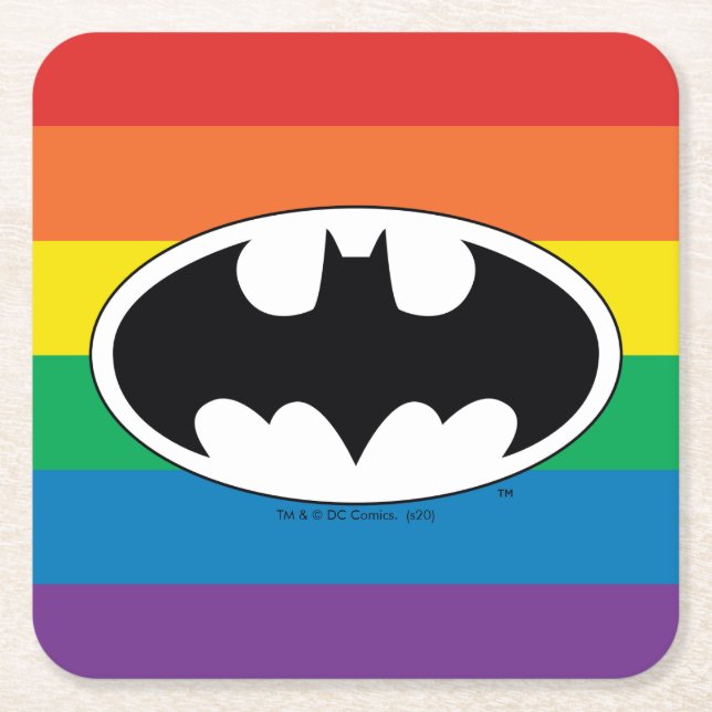 Dessous-de-verre Carré En Papier Logo Arc-en-ciel Batman (Devant)