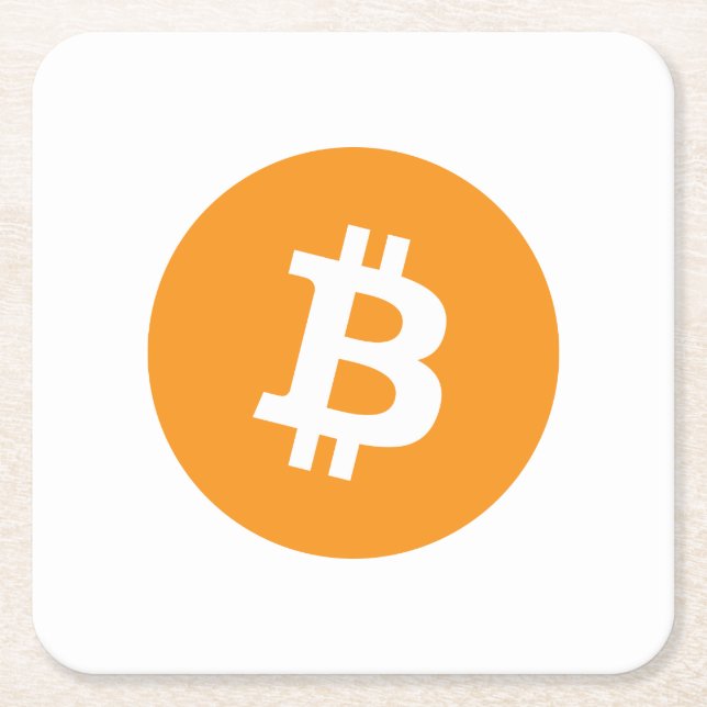 Dessous-de-verre Carré En Papier Logo Bitcoin Cryptomonnaie (Devant)