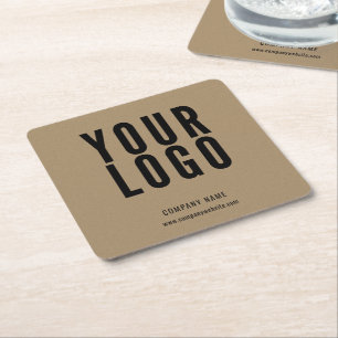 Dessous-de-verre Carré En Papier Logo d'entreprise Kraft promotionnel