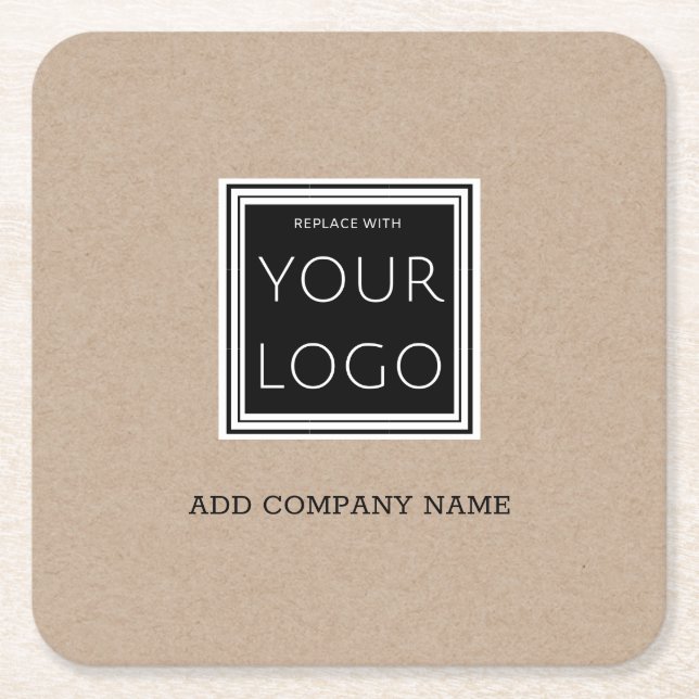 Dessous-de-verre Carré En Papier Logo d'entreprise Promo Rustic Kraft (Devant)