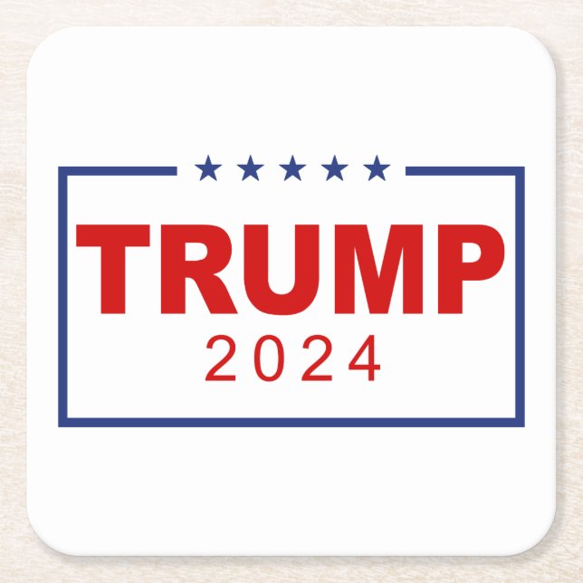 Dessous-de-verre Carré En Papier Logo du rectangle classique Trump 2024 (Devant)