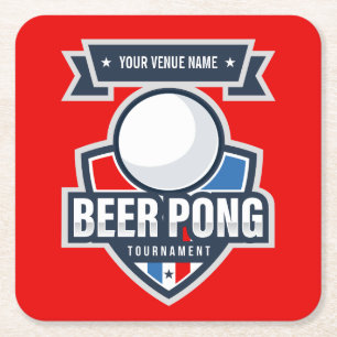 Dessous-de-verre Carré En Papier Logo du tournoi de bière personnalisable