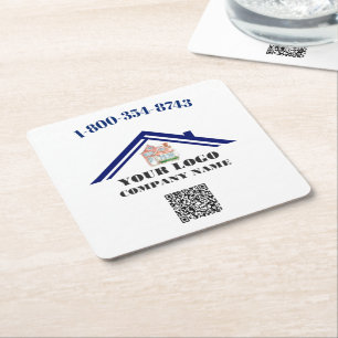 Dessous-de-verre Carré En Papier Logo personnalisé carré Code QR