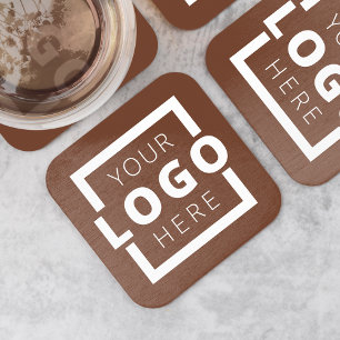 Dessous-de-verre Carré En Papier Logo promotionnel personnalisé Marqué Brown