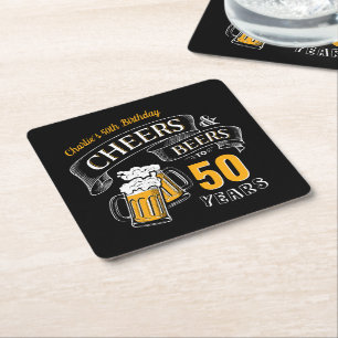 Dessous-de-verre Carré En Papier L'Or Noir Bravo Et Bières N'Importe Quel Âge Anniv