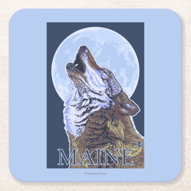 Dessous-de-verre Carré En Papier Loup de MaineHowling (Devant)