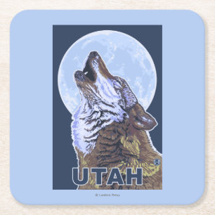 Dessous-de-verre Carré En Papier Loup gris HowlingUtah