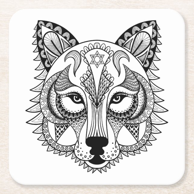 Dessous-de-verre Carré En Papier Loup inspiré (Devant)