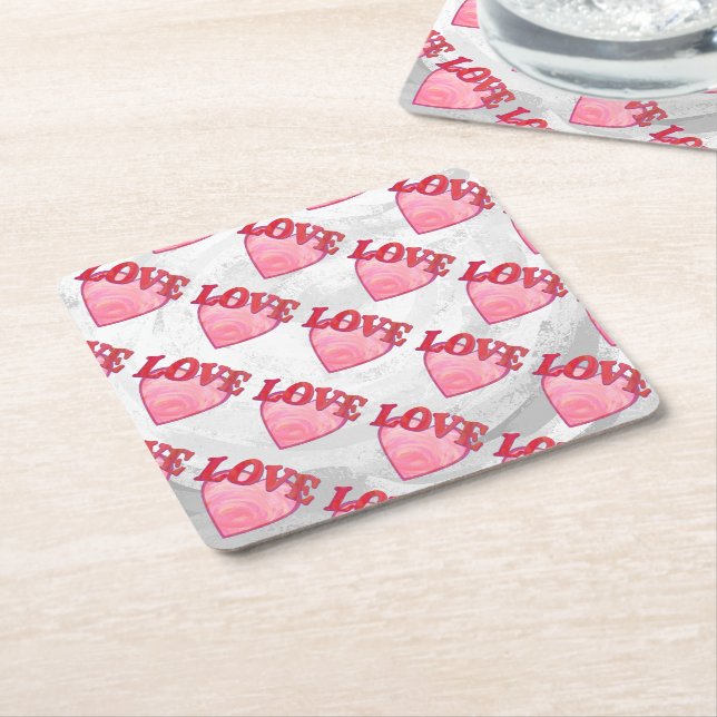 Dessous-de-verre Carré En Papier Love Heart Motif (Incliné)