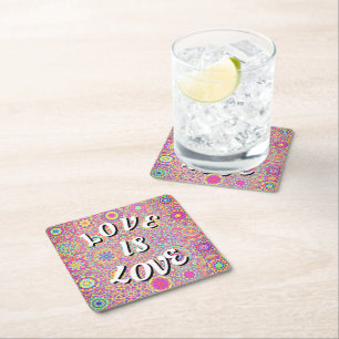 Dessous-de-verre Carré En Papier Love Is Love Pride Carré Dessous de Verre en Papie