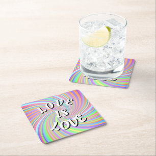 Dessous-de-verre Carré En Papier Love Is Love Pride Carré Dessous de Verre en Papie