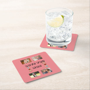 Dessous-de-verre Carré En Papier Love You Mom Floral Photo Quartet