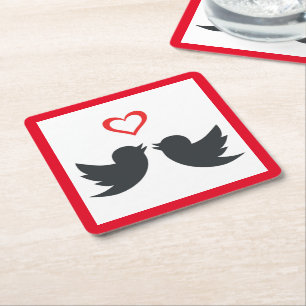 DESSOUS-DE-VERRE CARRÉ EN PAPIER LOVEBIRDS