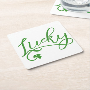 Dessous-de-verre Carré En Papier Lucky Shamrock Jour de la Saint Patrick