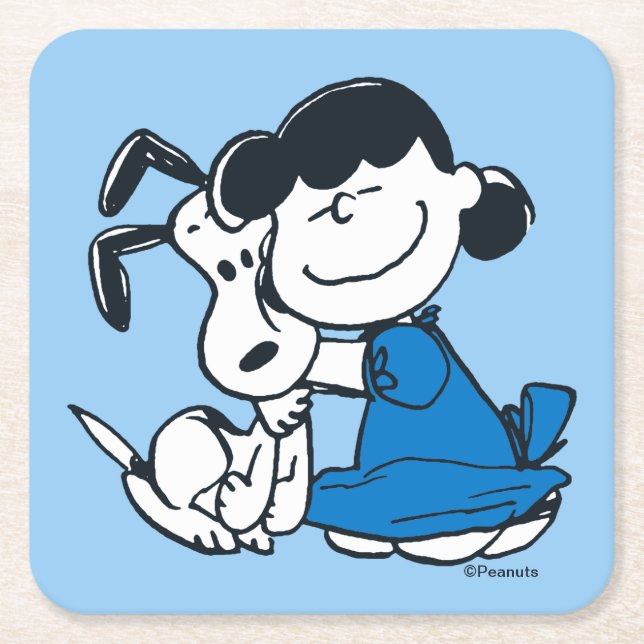 Dessous-de-verre Carré En Papier Lucy Hugging Snoopy (Devant)