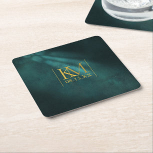 Dessous-de-verre Carré En Papier Lumière de la Lune Mariage Emerald Green ID881