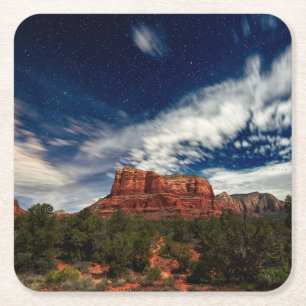 Dessous-de-verre Carré En Papier Lumière de lune au-dessus de Sedona, Arizona