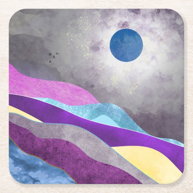 Dessous-de-verre Carré En Papier Lune bleue (Devant)