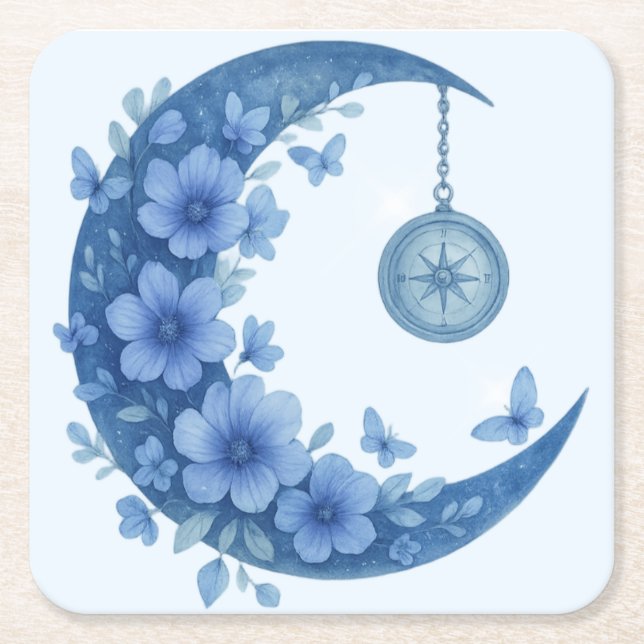 Dessous-de-verre Carré En Papier Lune mystique de croissant (Devant)