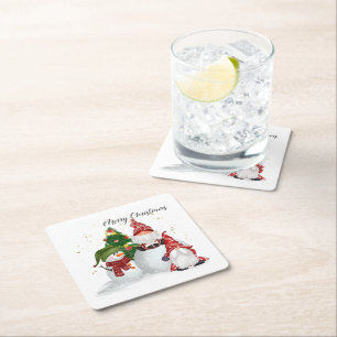 Dessous-de-verre Carré En Papier Lutins de Noël