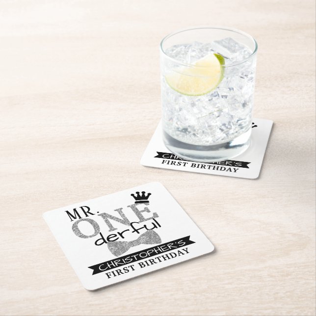 Dessous-de-verre Carré En Papier M. ONEderful 1st Birthday Party (En situation)
