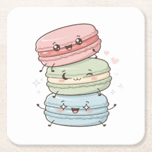 Dessous-de-verre Carré En Papier Macaron Sweets Kawaii Sous-verres