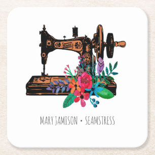 Dessous-de-verre Carré En Papier Machine à coudre Vintage sur mesure Seamstress