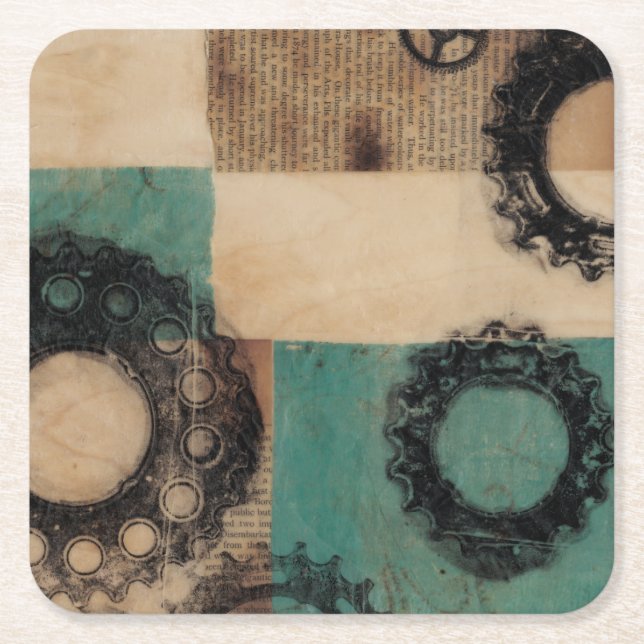 Dessous-de-verre Carré En Papier Machines II (Devant)