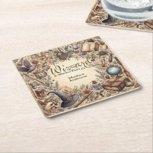 Dessous-de-verre Carré En Papier Magique sorcière vintage sorcière Casquettes