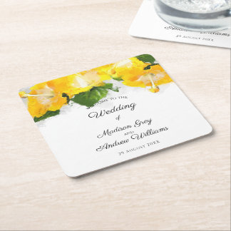 Dessous-de-verre Carré En Papier Magnifique Art de mariage Fleur d'Hibiscus Jaune