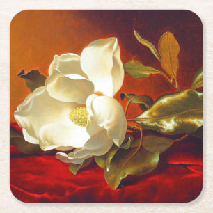 Dessous-de-verre Carré En Papier Magnolia sur Red Velvet Martin Johnson Heade