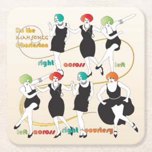 Dessous-de-verre Carré En Papier Mah Jongg Charleston Dancers Dessous de verre