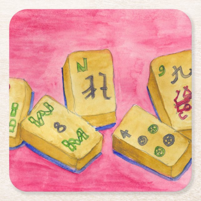 Dessous-de-verre Carré En Papier Mahjong (Devant)