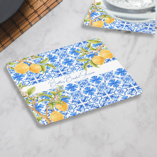 Dessous-de-verre Carré En Papier Main Squeeze Carrelage méditerranéen Lemons Bride