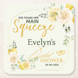 Dessous-de-verre Carré En Papier Main Squeeze Élégant Citron Floral Baby Shower de 