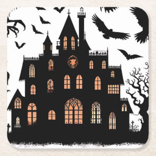 Dessous-de-verre Carré En Papier Maison haunted