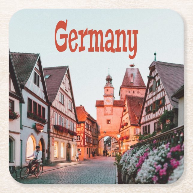 Dessous-de-verre Carré En Papier Maisons de rangées Allemagne (Devant)