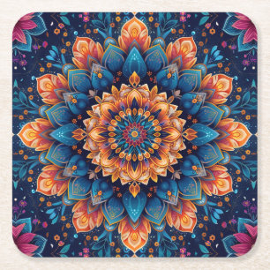 Dessous-de-verre Carré En Papier Mandala Fleur Style d'Art Numérique-23907.