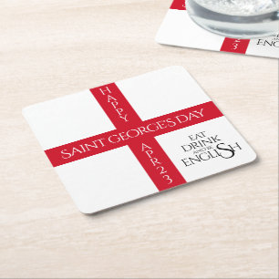 Dessous-de-verre Carré En Papier Manger boire et être anglais St George's Cross Dra