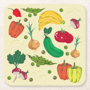 Dessous-de-verre Carré En Papier Mangez toujours votre Dessous de verre de légumes