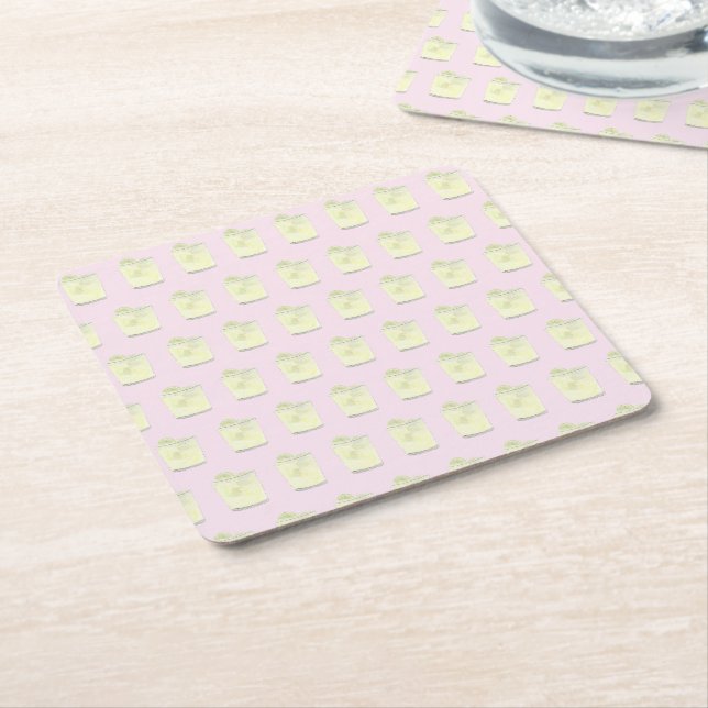 Dessous-de-verre Carré En Papier Margarita Pink Green Fiesta (Incliné)