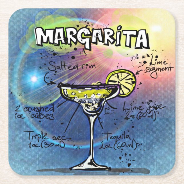 Dessous-de-verre Carré En Papier Margarita Recette Barre Bleue (Devant)
