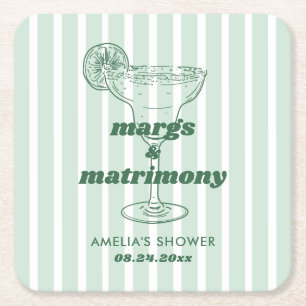 Dessous-de-verre Carré En Papier Marges & Mariage Retro Fête des mariées Bacheloret