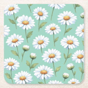 Dessous-de-verre Carré En Papier Marguerites aquarelle sur