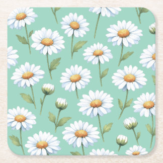 Dessous-de-verre Carré En Papier Marguerites aquarelle sur