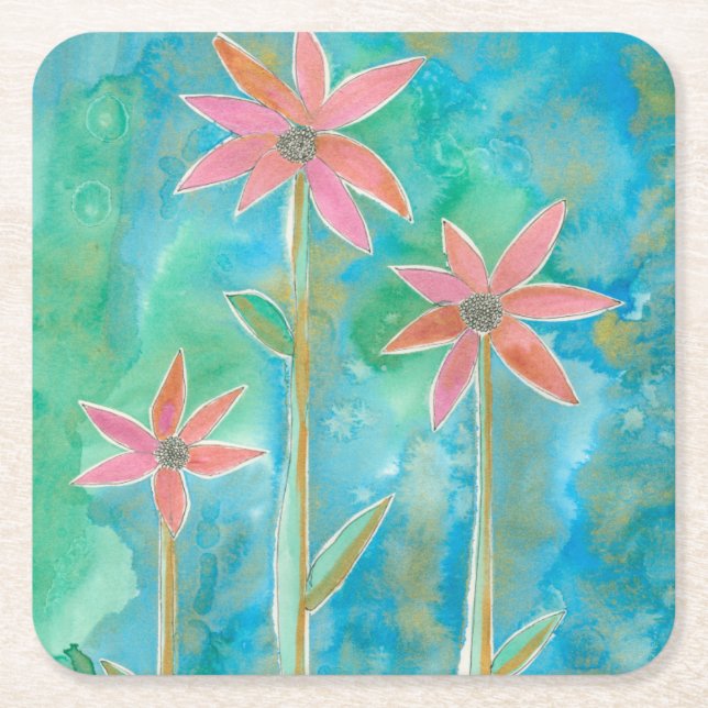 Dessous-de-verre Carré En Papier Marguerites savoureuses III (Devant)