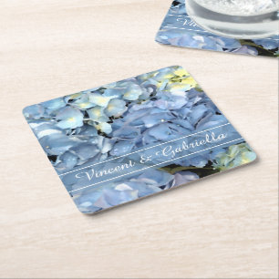 Dessous-de-verre Carré En Papier Mariage à fleurs Blue Hydrangea