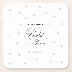 Dessous-de-verre Carré En Papier Mariage Blanc Perles