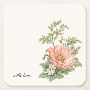 Dessous-de-verre Carré En Papier Mariage Botanique Vintage Décoration de table fl