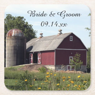 Dessous-de-verre Carré En Papier Mariage campagnard Red Barn